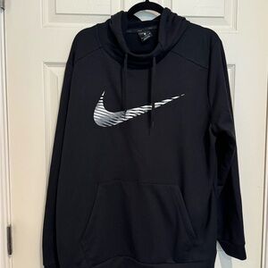 Nike Men's Black and Silver Logo Hoodie